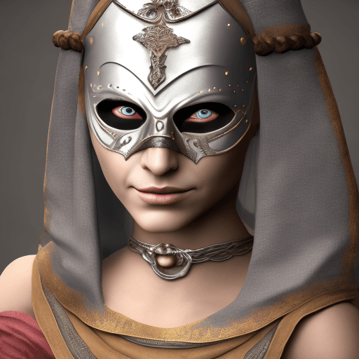 AI generated: High Definition Photo of a ultra realistic Medieval masked female named Alice Trupin