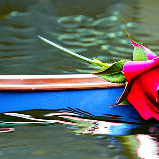 AI generated: A rose in a boat floating to heaven
