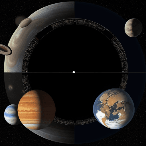 AI generated: recreate the solar system by replacing each planet with a cryptocurrency, where larger planets must ...