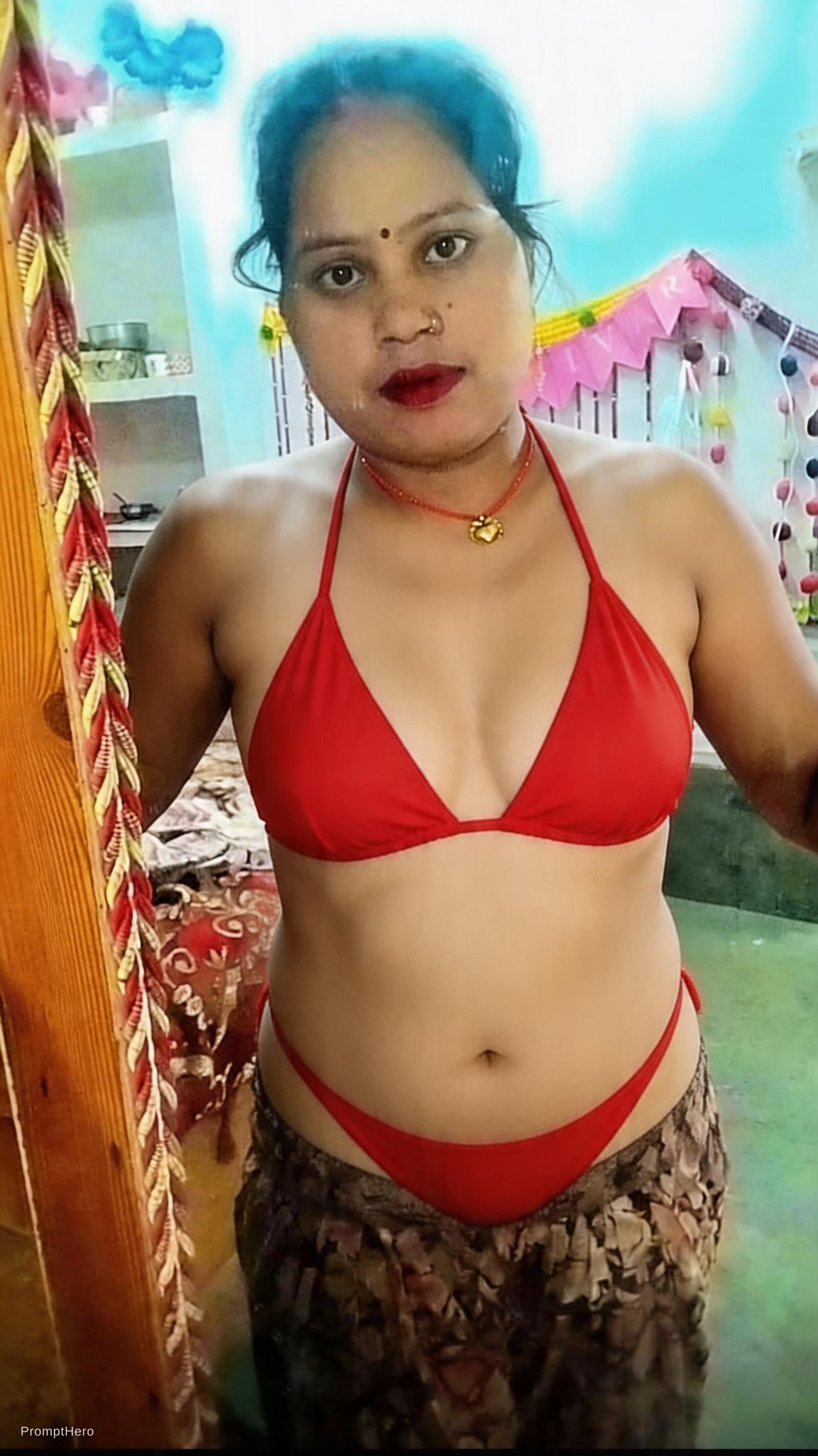 AI generated: Red bikini 