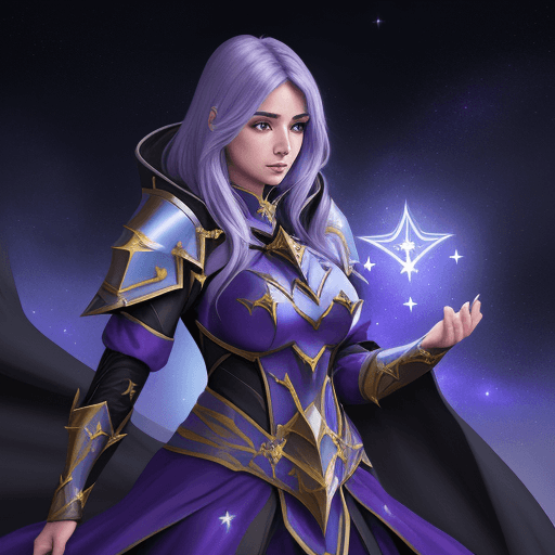AI generated: Samar female warlock paladin with starlight eyes