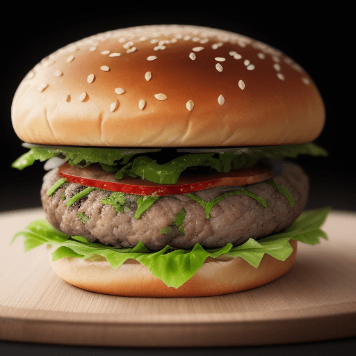 AI generated: Food Photography of a grill bread bun burger:: Studio Lighting:: :: NIKON D300 + 50mm f/1. 4 @ 50mm,...