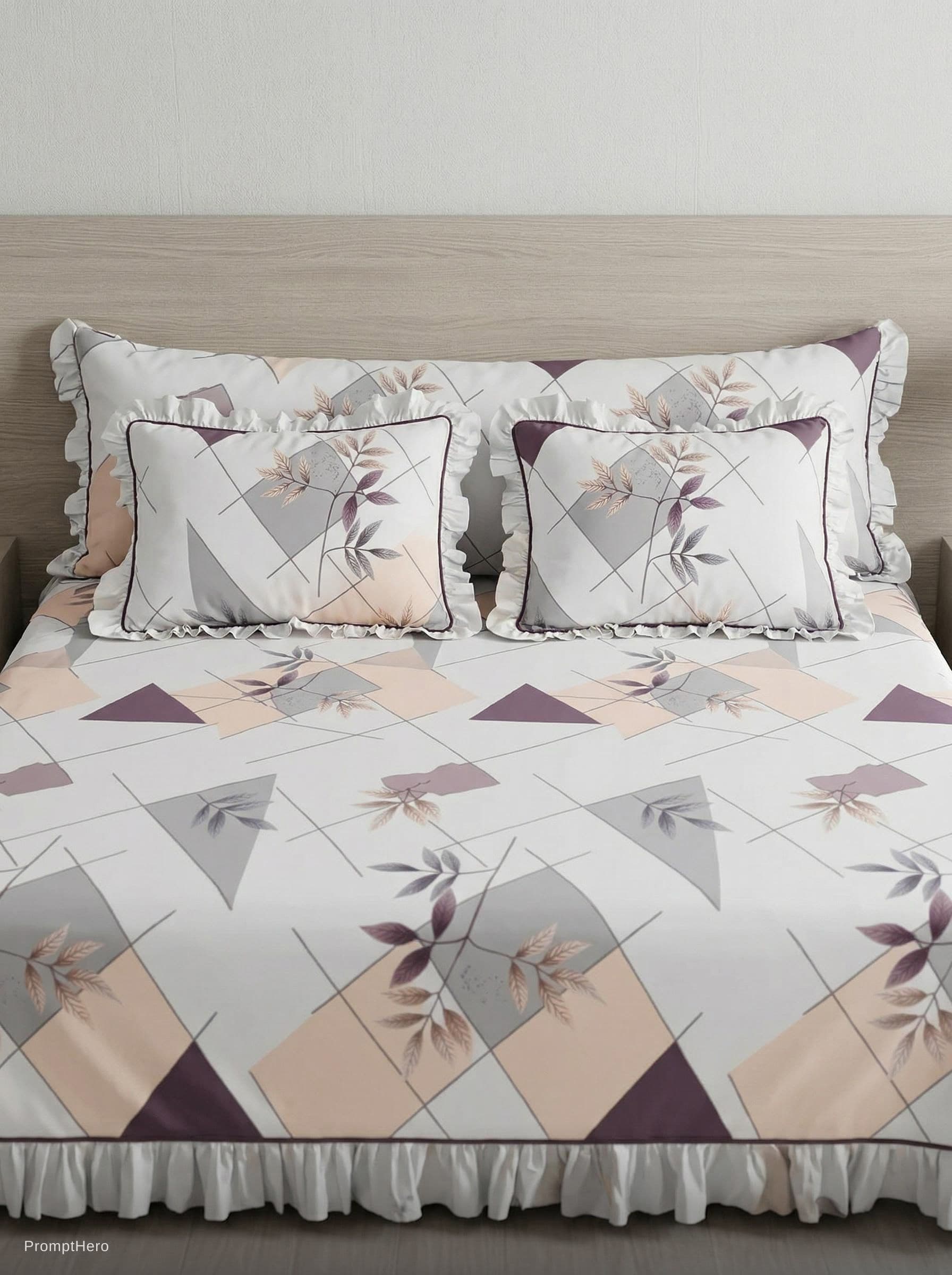 AI generated: A premium e-commerce catalog photo of a king-size bed (180x200 cm), perfectly centered, front-facing...