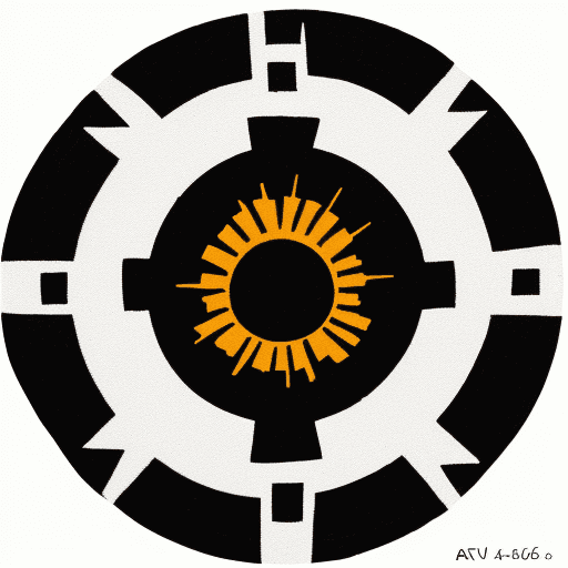 AI generated: In the style of an old aztec stone art, the sun is painted on white background. It is hand drawn, ve...