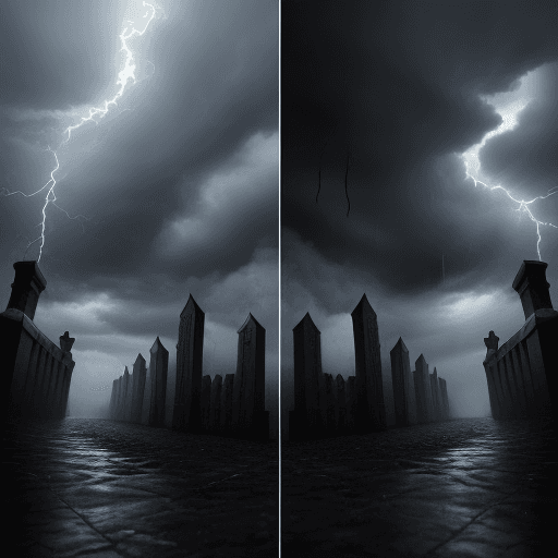 AI generated: good weather and evil weather on two sides.