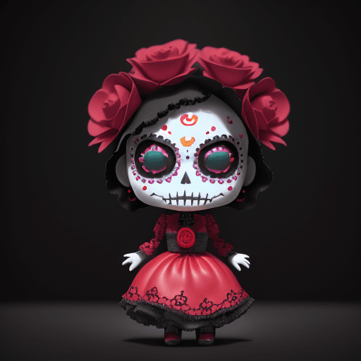 AI generated: funko doll catrina, dia de muertos art, dia de los muertos,  colorful, flat, octane render, global i...