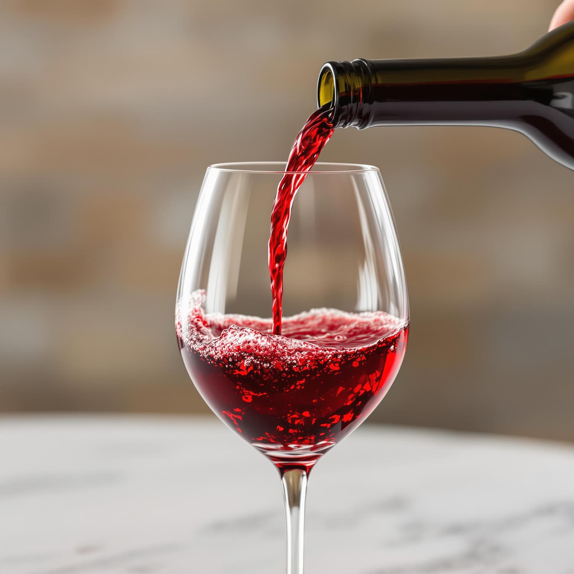 AI generated: closeup photo of wine pouring into wine glass