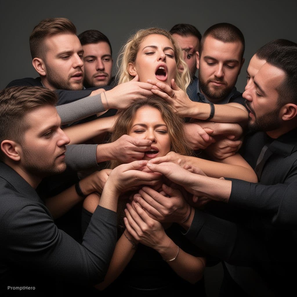 AI generated: gangbang to her, spitroast