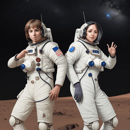 AI generated: Use their pose exactly like it is right now and then make it look like they're two astronauts on mar...