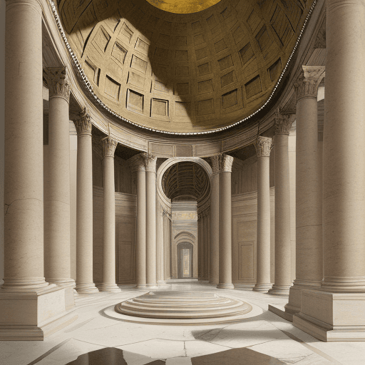 AI generated: the pantheon rome louvre, in the style of domestic interiors, 19th century american paintings and wo...