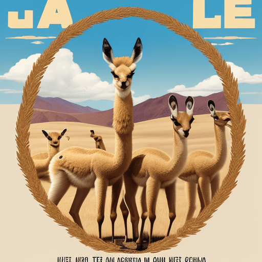 AI generated: a poster with the image of a vicuña in the center, and under the image some letters that say "let's ...