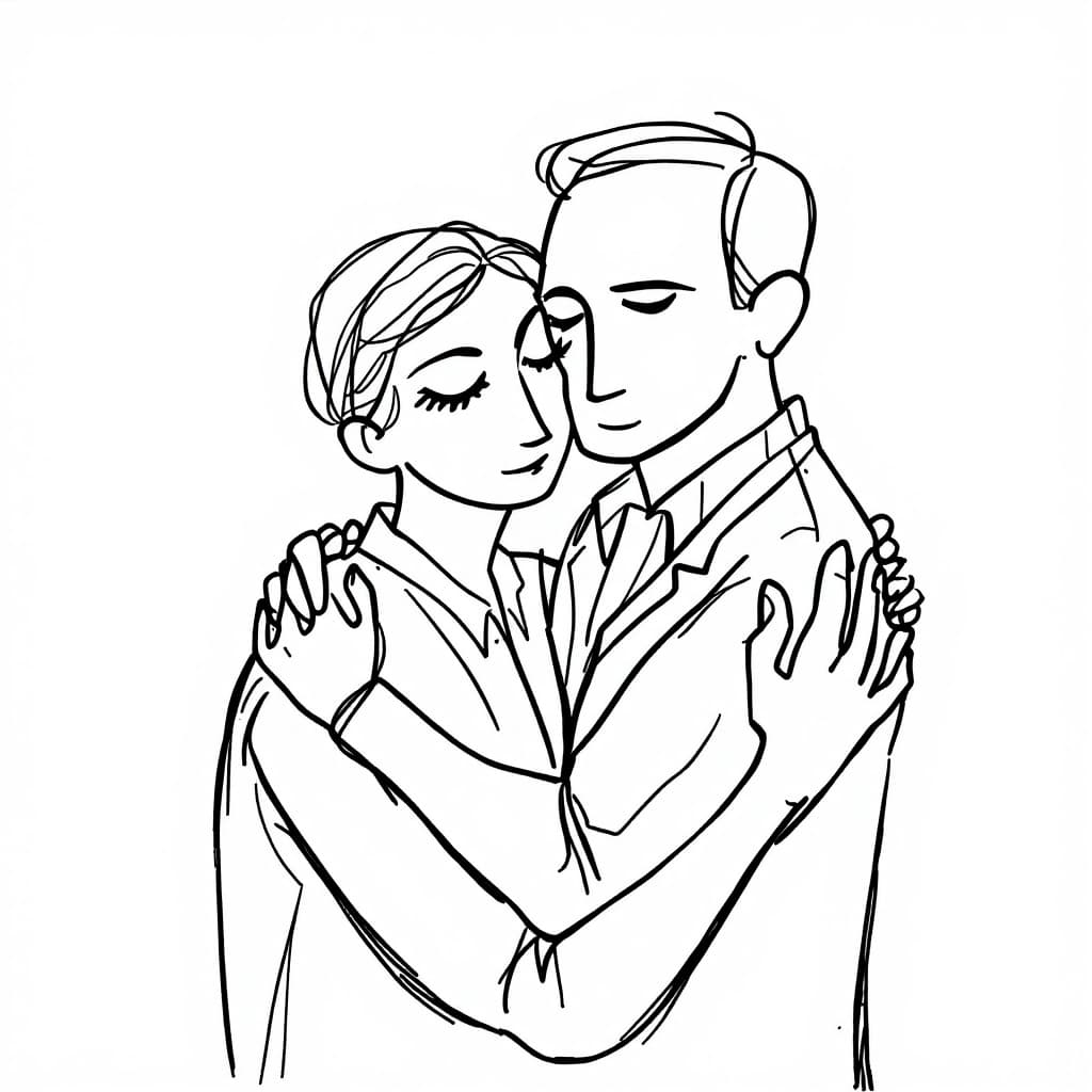 AI generated: one-line drawing of a couple hugging each other in the style of Pablo Picasso