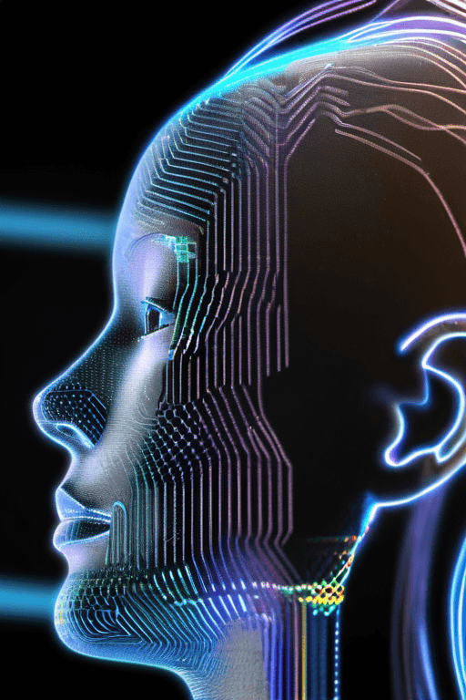 AI generated: digital art, hologram, bigdata, high technology, sound wave, digital landscape, neural network, Huma...