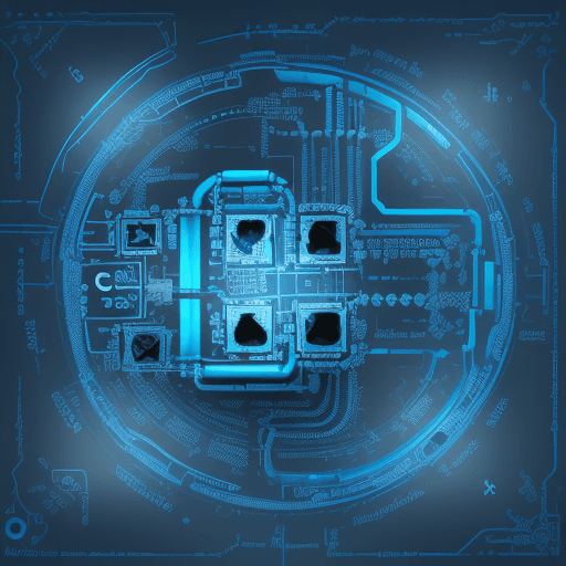 AI generated: Crea una imagen que fusione el trabajo de programador e ingeniero industrial, solo usa colores azul ...