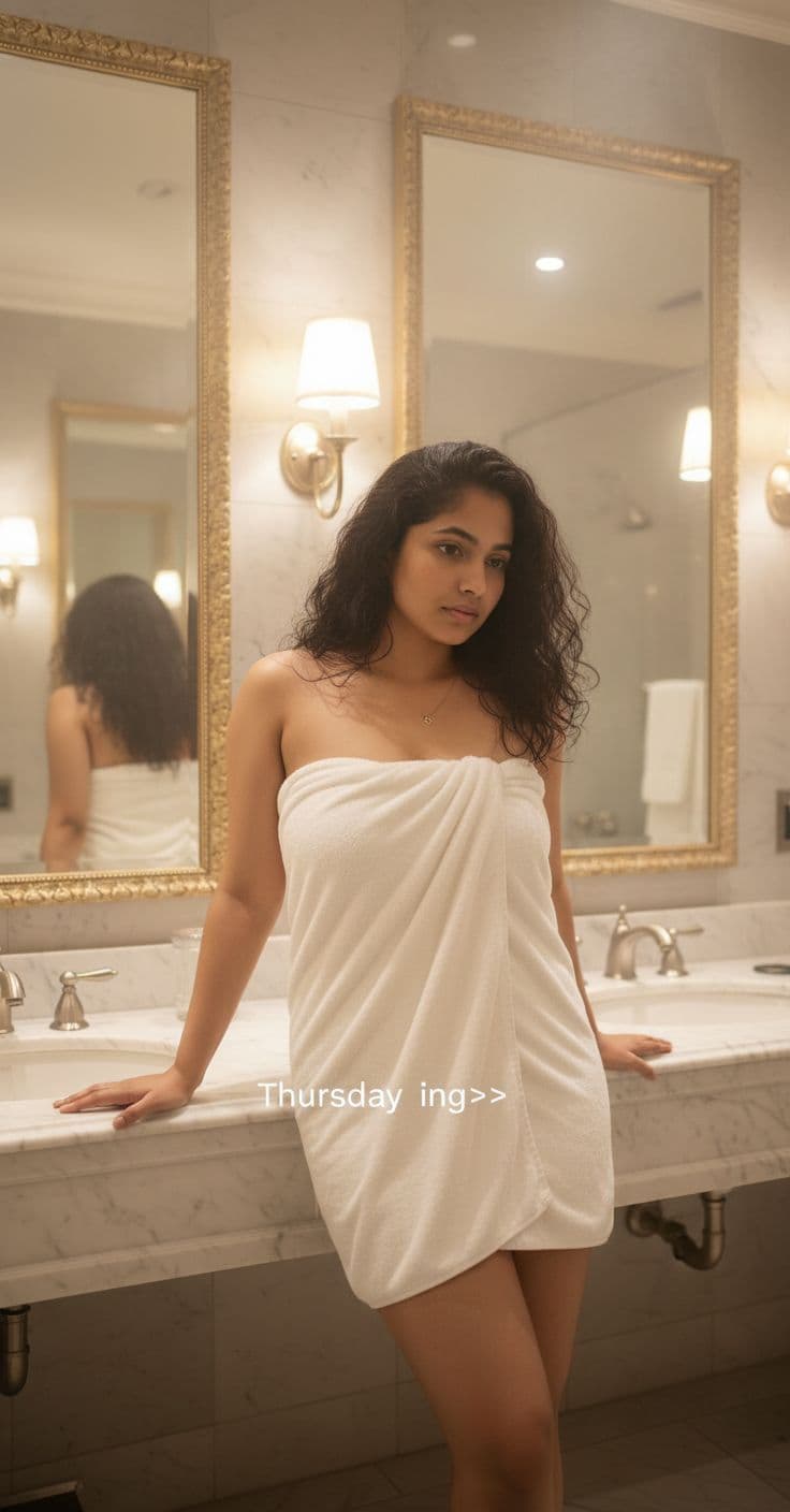 AI generated: In this captivating scene, the uploaded woman is depicted in a bathroom, exuding an aura of both vul...