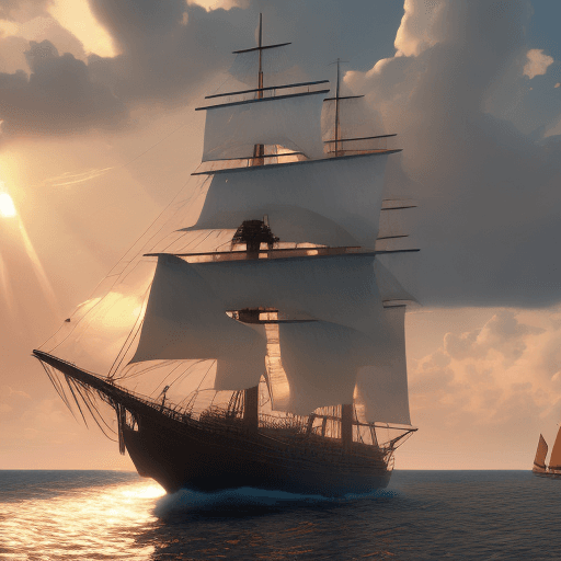 AI generated: Photo of a ultra realistic sailing ship, dramatic light, pale sunrise, cinematic lighting, battered,...