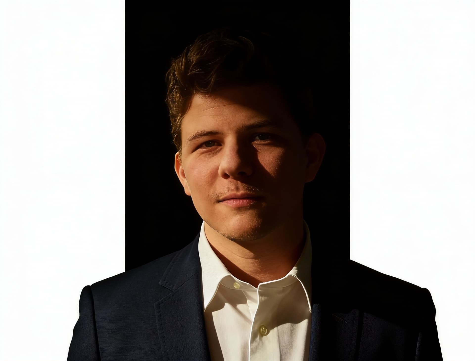 AI generated: cinematic low-key portrait, dramatic side lighting,
deep black background, Rembrandt lighting,
moody...