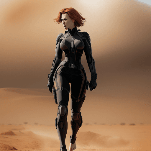 AI generated: ultra realistic photograph of scarlet johansson, with huge breasts, full body visible, muscular body...