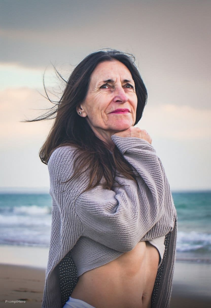 AI generated: adult woman on beach

