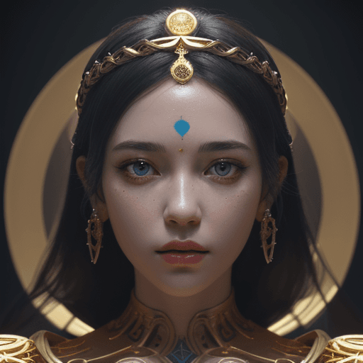 AI generated: Goddess close-up with gold, beautiful, symmetrical artwork. cinematic, hyper realism, high detail, o...