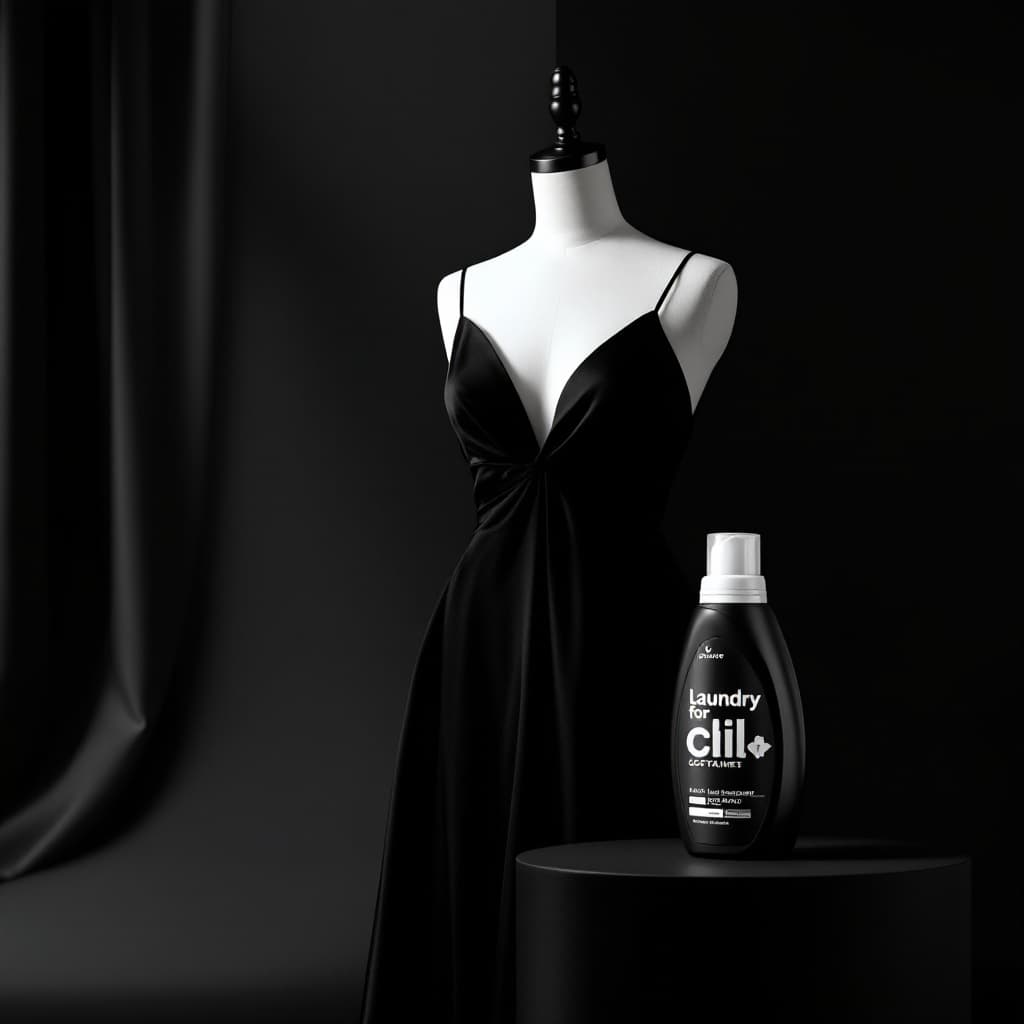 AI generated: -0-The image shows a couture mannequin wearing an elegant celebrity gown, free of sequins and shiny ...