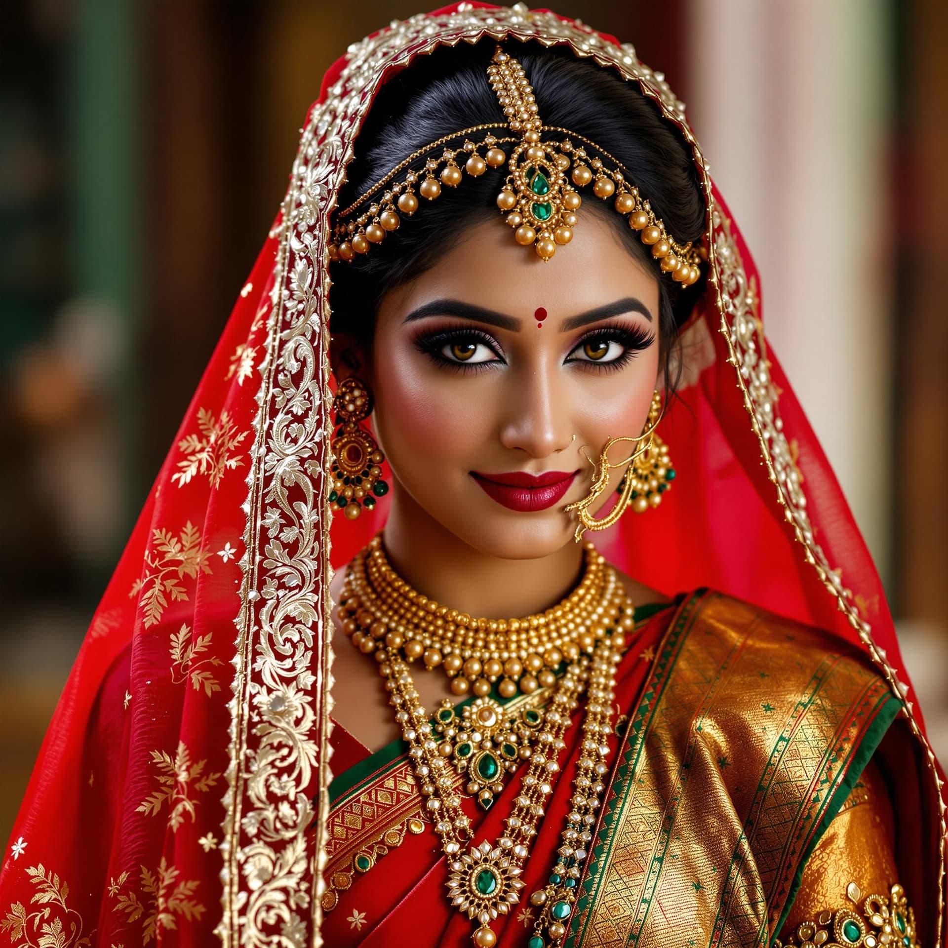 AI generated: a beautiful kerala bride in traditional saree,bride similar to actress Aiswarya rai, in the style of...