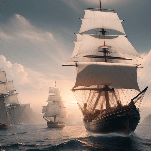 AI generated: Photo of a ultra realistic sailing ship, dramatic light, pale sunrise, cinematic lighting, battered,...