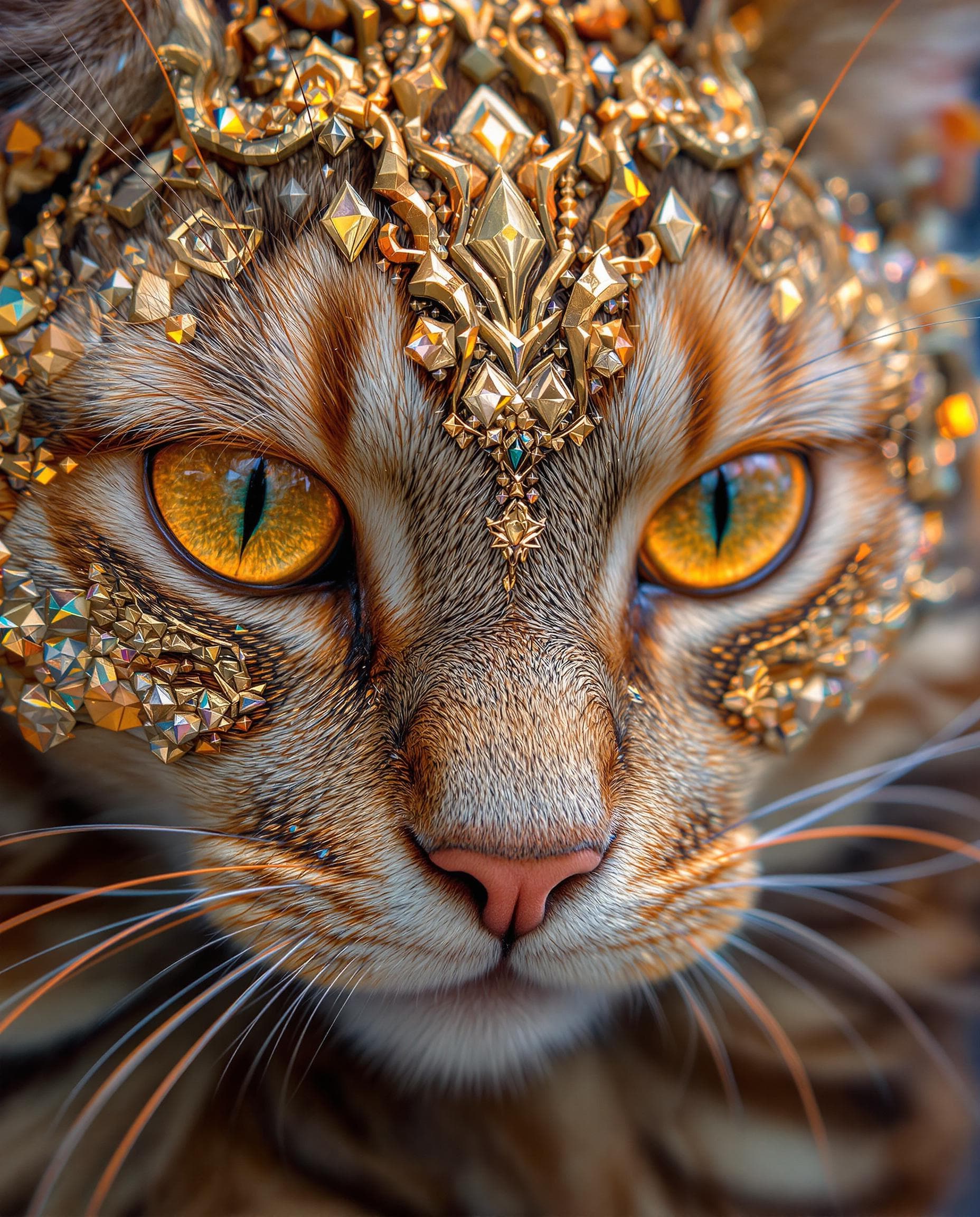 AI generated: Mythical and magical feline, Miki Asai Macro photography, close-up, hyper detailed, trending on arts...