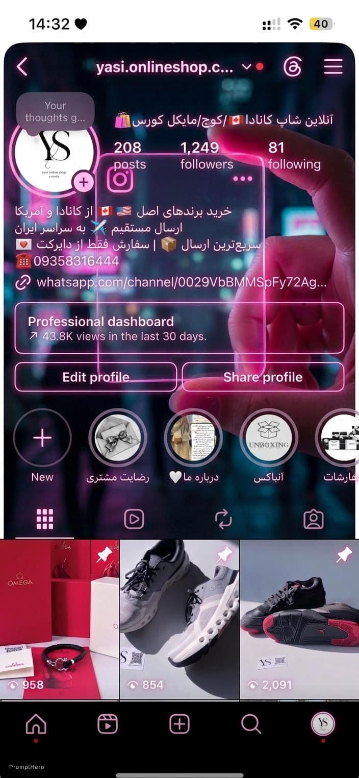 Hero prompt: شبیه عکس که بهت دادم پیج منو درست کن