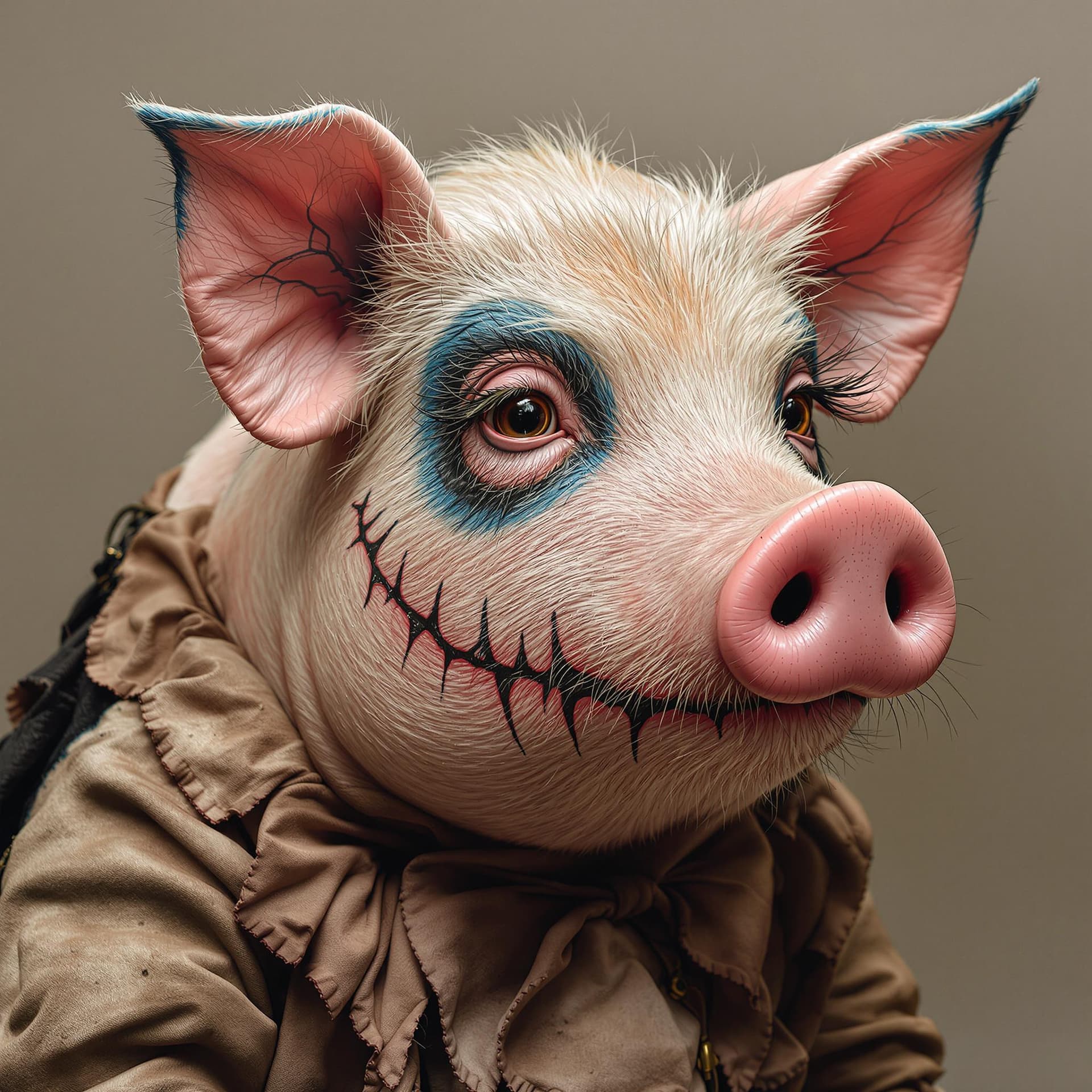 AI generated: 
makeup on a pig ((hyperealistic:3.2))
