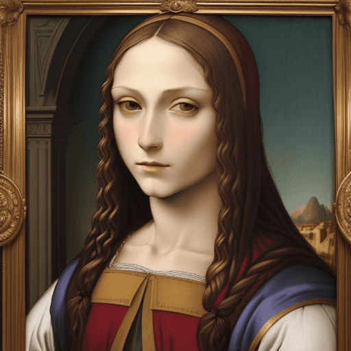 AI generated:  painting, portrait, genius da Vinci, Giovanni Bellini , Italian Renaissance artists, Italian Renais...