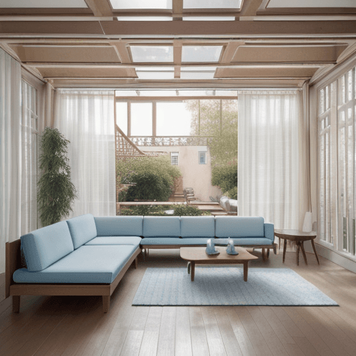 AI generated: High resolution photography interior design, dreamy sunken living room conversation pit, wooden floo...
