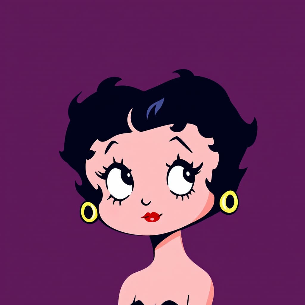 AI generated: illustration art, series of simple and colorful illustrations, Betty Boop, smile, exaggerated featur...