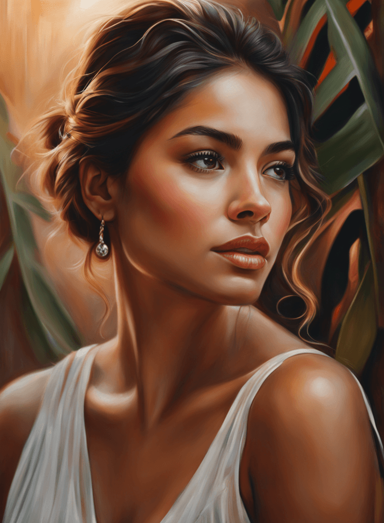 AI generated: An astonishing illustrated oil painting of a young woman from Panama: detailed, realistic, and capti...