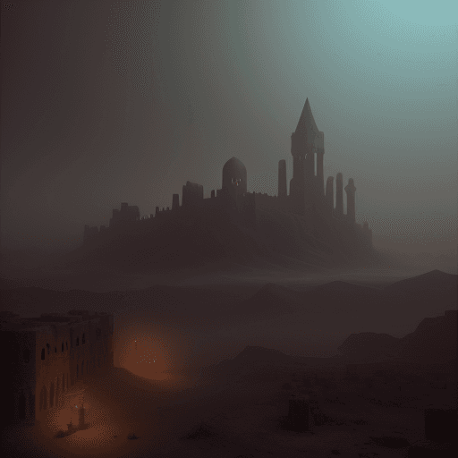 AI generated: old antic city in the desert, hp lovecraft, detailed painting, 4k, cinematic, octane, hazy, depth fo...