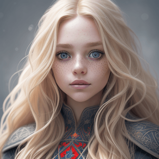 AI generated: professional portrait photograph of a gorgeous Norwegian girl in wizard clothing with long wavy blon...