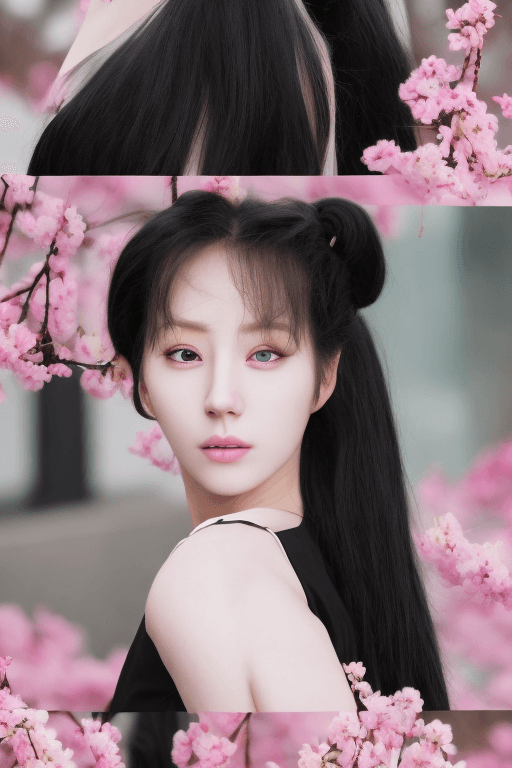AI generated: Beautiful Korean woman, kpop idol, (white hair), (braided ponytail), (small breasts:1.5), symmetrica...