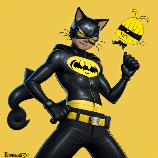 AI generated: Create a unique character that combines the body of SpongeBob SquarePants with the costume of Cat No...