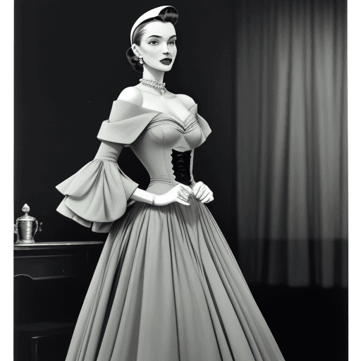 AI generated: high fashion, woman, vogue, 1946
