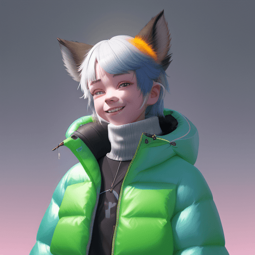 AI generated: a young smiling cain terrier wearing a poncho oversized puffer jacket, inspired by OffWhite, tumblr,...