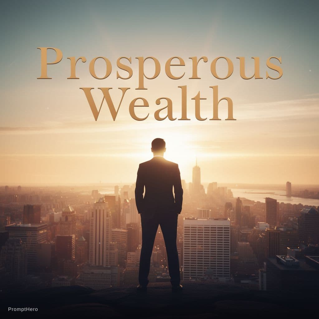 AI generated: Motivational marketing visual, confident entrepreneur silhouette against sunrise cityscape, overlay ...