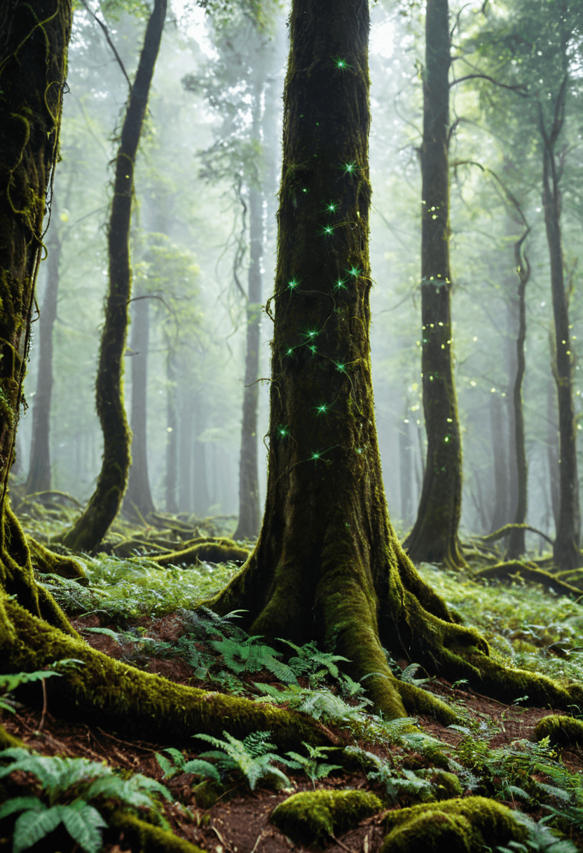 AI generated: cinematic film still <lora:xl_more_art-full_v1:1>,<lora:DreamARTSDXL:1>,A surreal forest of towering...