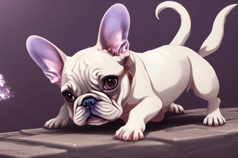 AI generated: a single french bulldog, cute, kawaii, ultra-detailed, hd, anime, design by makoto shinkai, Granblue...