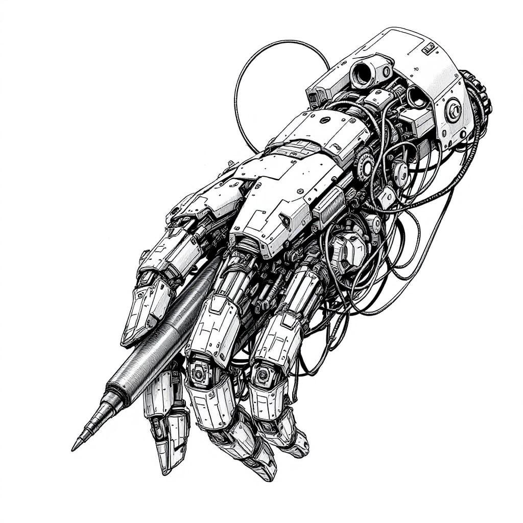 AI generated: An intricate mechanical hand designed with futuristic aesthetics, showcasing detailed robotic joints...