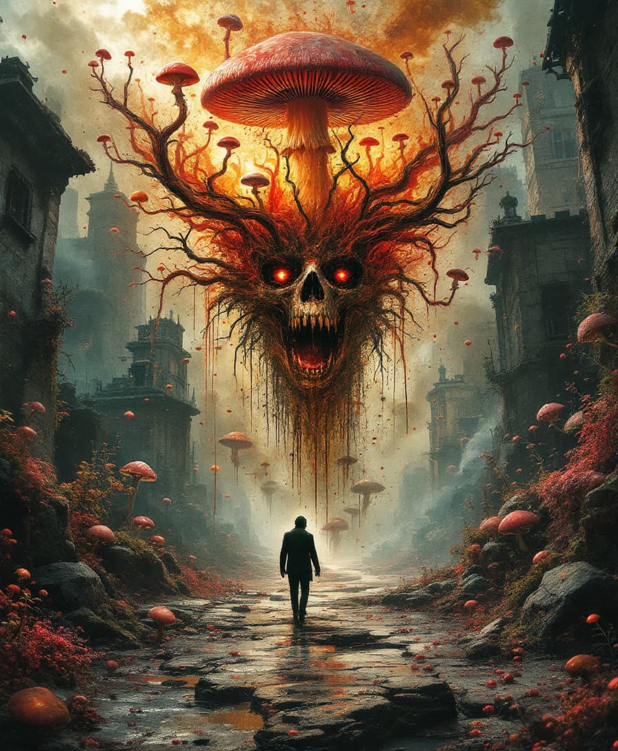 AI generated: Damnation wicked have, I cant hide their way. You can't hide, evil calls your name, walking, buildin...