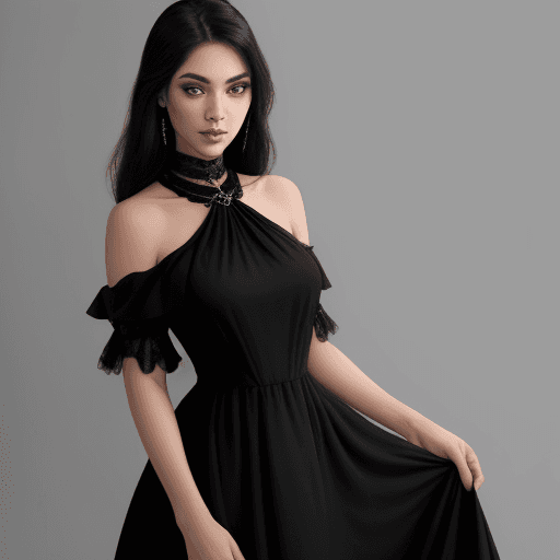 AI generated: a beautiful iris women wearing black dress