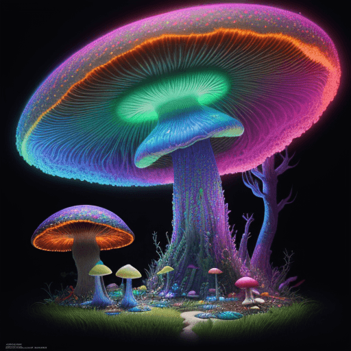 AI generated: psychedelic mushroom, other worldly, vibrant colors, high definition, high resolution, 4k, hyper rea...
