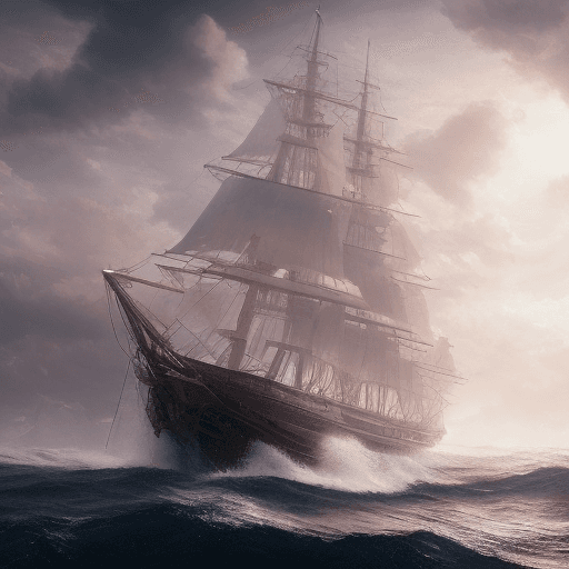 AI generated: Photo of a ultra realistic sailing ship, dramatic light, pale sunrise, cinematic lighting, battered,...