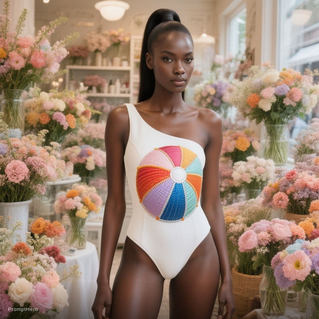 AI generated: Tall Black woman with radiant skin, refined features, long legs, model-like editorial proportions, a...
