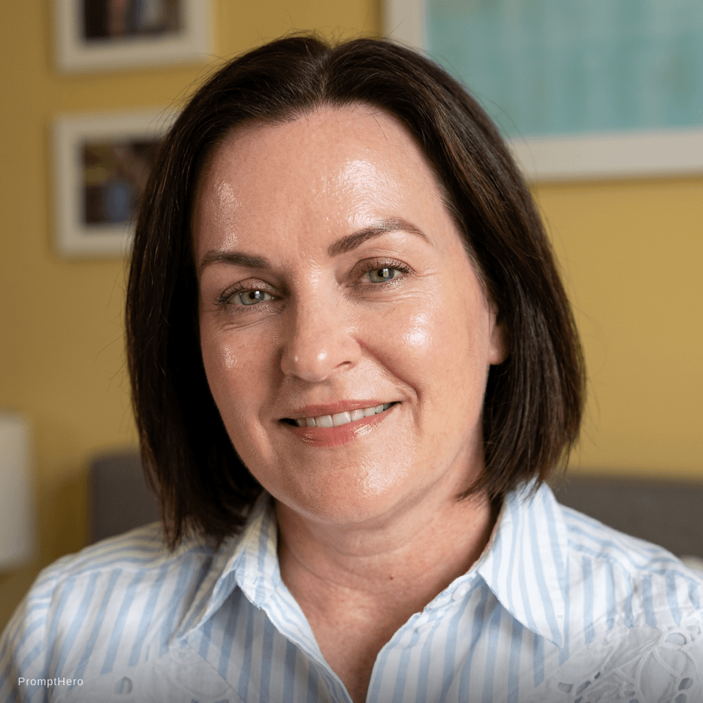 AI generated: natural glow up — clear skin, minimal makeup, soft natural light, relaxed confidence